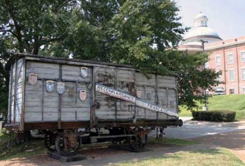 Boxcar prior to restoration located behind the War Memorial Building. image. Click for full size.