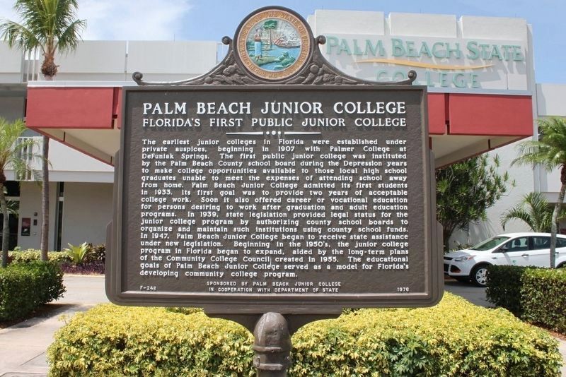 Palm Beach Junior College Marker image. Click for full size.