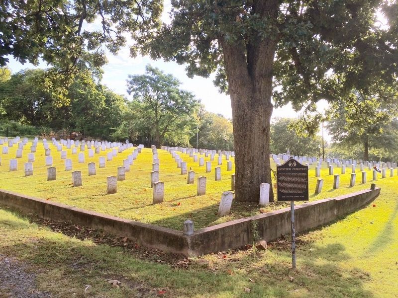 Fairview Cemetery Marker and graves of known and unknown Confederate Soldiers. image. Click for full size.