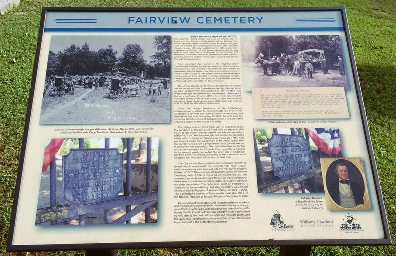 An interpretive marker nearby describes the history of the cemetery. image. Click for full size.
