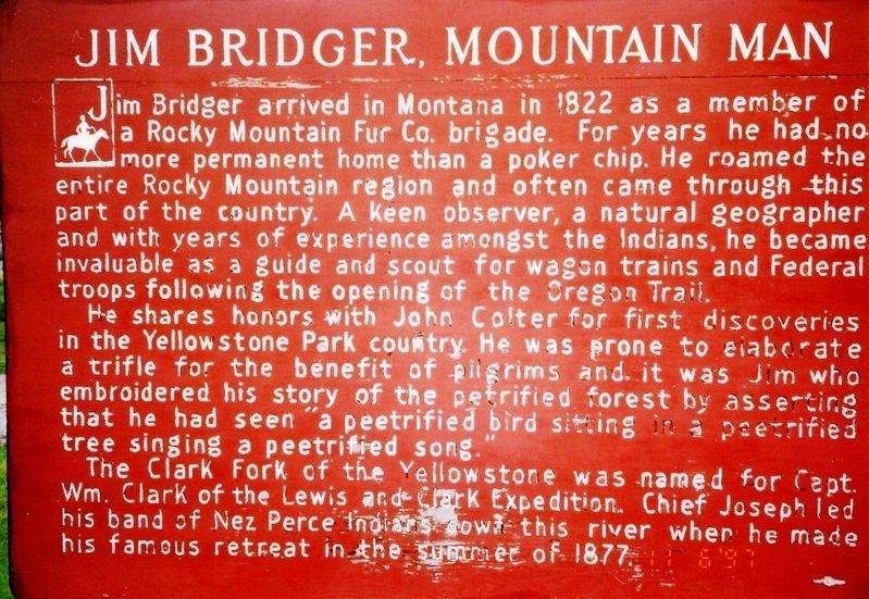 Jim Bridger, Mountain Man Marker image. Click for full size.