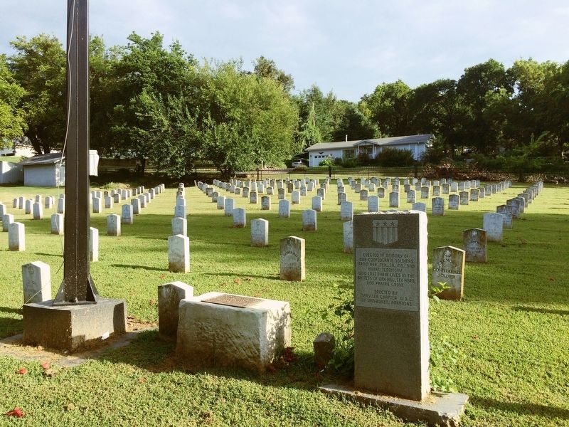 Memorial in front of Confederate grave markers.. Click for full size. Memorial in front of Confederate grave markers. image. Click for full size.