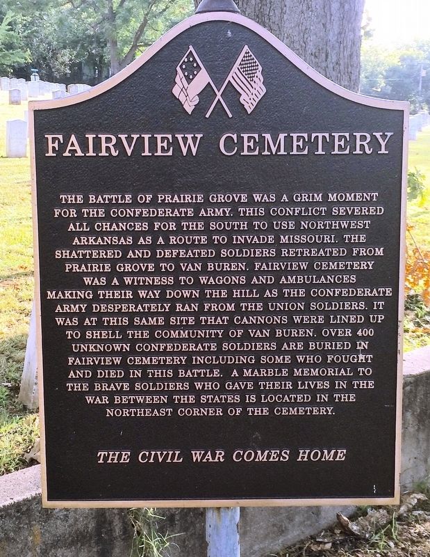 Fairview Cemetery marker notes the Confederate graves. image. Click for full size.