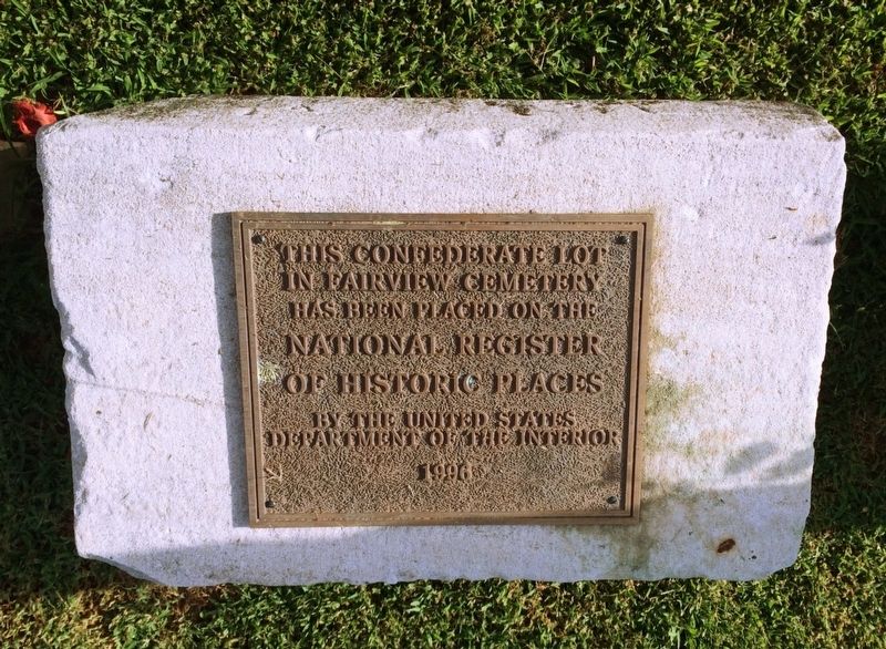 Plaque noting the Confederate Lot is on the National Register of Historic Places.. Click for full size. Plaque noting the Confederate Lot is on the National Register of Historic Places. image. Click for full size.