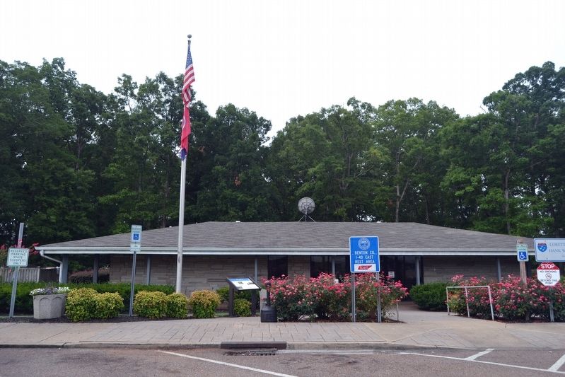 Fort Johnson Marker in Front of Rest Area Building image. Click for full size.
