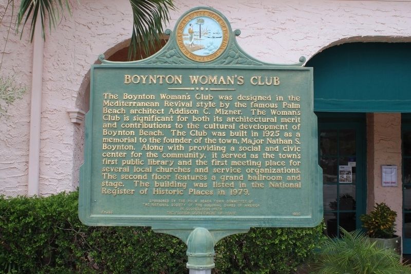 Boynton Woman's Club Marker. Click for full size. Boynton Woman's Club Marker image. Click for full size.