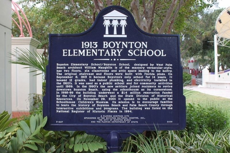 1913 Boynton Elementary School Marker image. Click for full size.