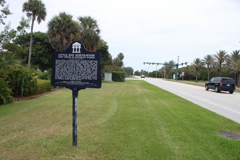 Little Red Schoolhouse Marker looking south on FL A1A image. Click for full size.