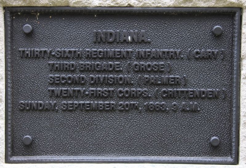 36th Indiana Infantry Marker. Click for full size. 36th Indiana Infantry Marker image. Click for full size.