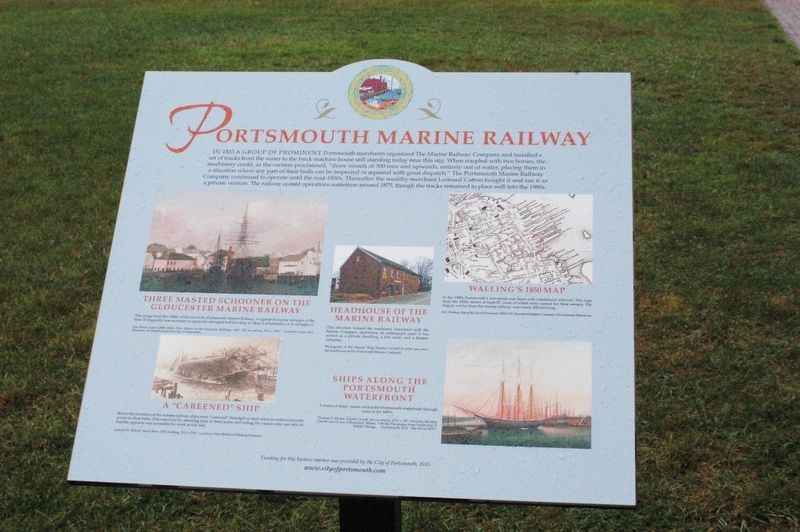 Portsmouth NH Marine Railway Marker image. Click for full size.