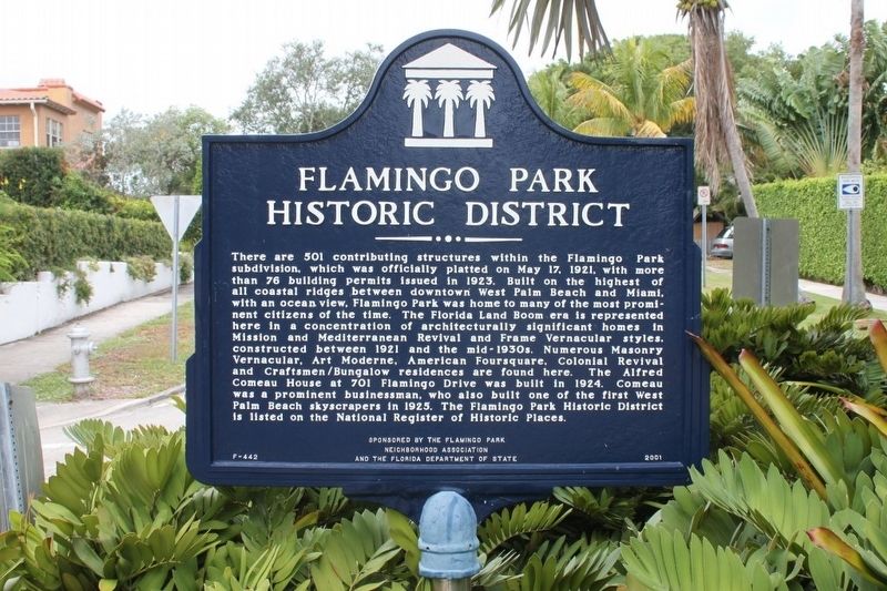 Flamingo Park Historic District Marker image. Click for full size.
