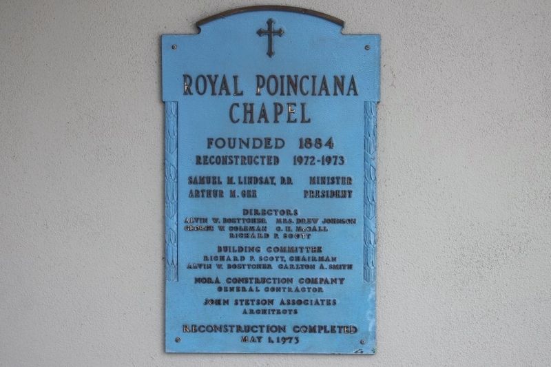 Royal Poinciana Chapel dedication plaque image. Click for full size.