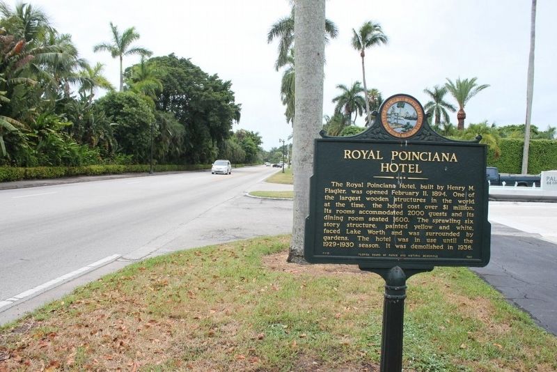 Royal Poinciana Hotel Marker next to Cocoanut Row looking south image. Click for full size.