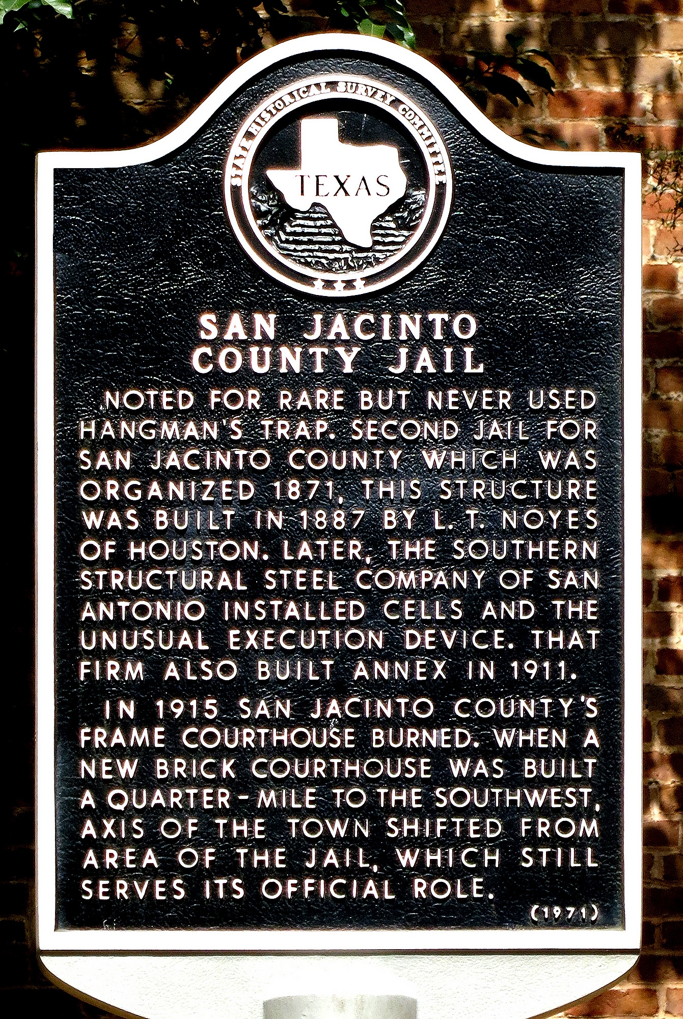 San Jacinto County Jail Marker
