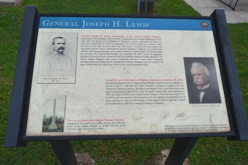 General Joseph H. Lewis Marker image. Click for full size.