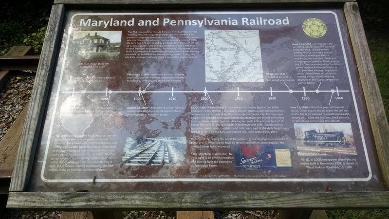 Maryland and Pennsylvania Railroad Marker image. Click for full size.