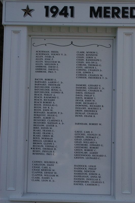 Meredith New Hampshire WWII Honor Roll Marker image. Click for full size.