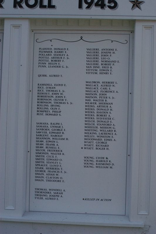 Meredith New Hampshire WWII Honor Roll Marker image. Click for full size.