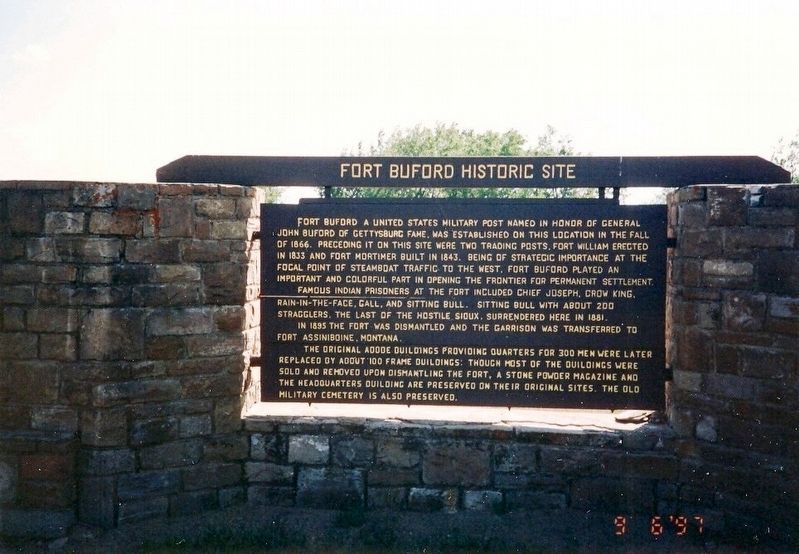 Fort Buford Historic Site Marker image. Click for full size.