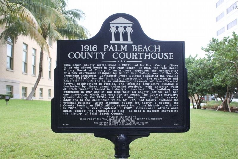 1916 Palm Beach County Courthouse Marker image. Click for full size.