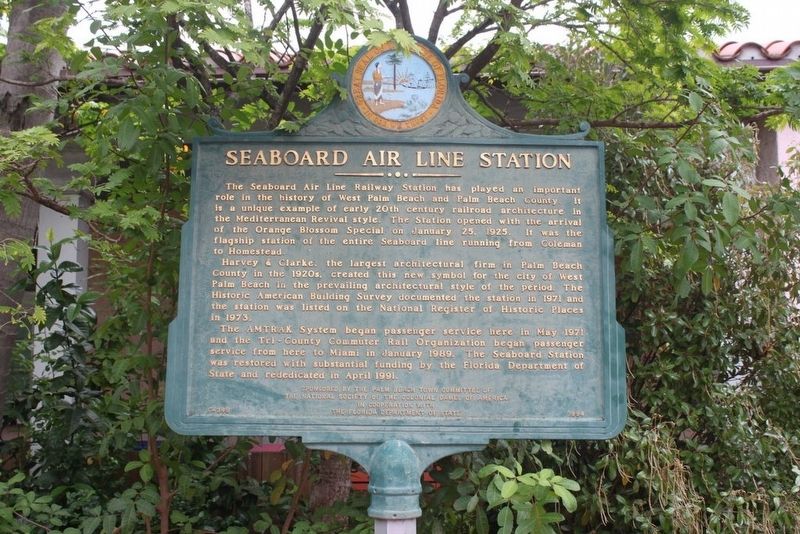 Seaboard Air Line Station Marker - pre-restoration image. Click for full size.
