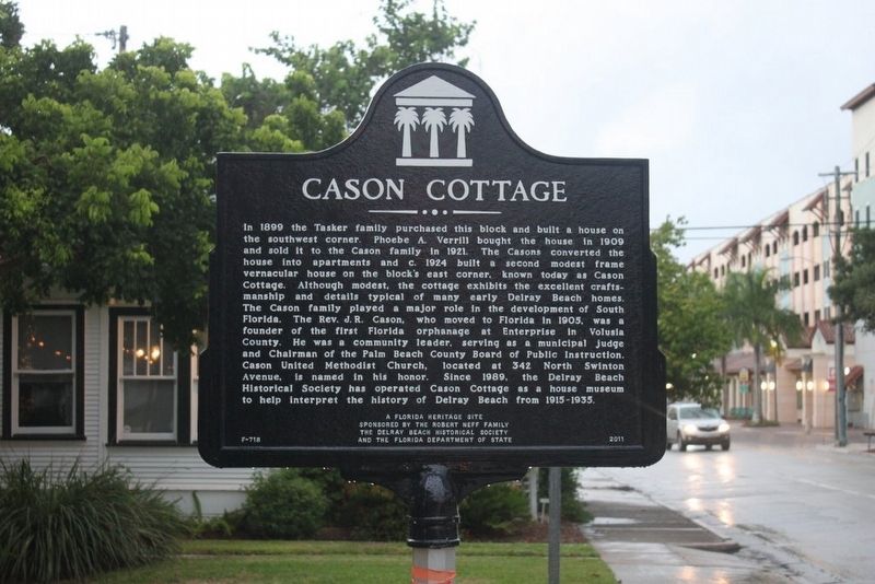 Cason Cottage in background with marker image. Click for full size.