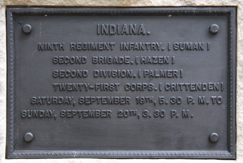 9th Indiana Infantry Marker. Click for full size. 9th Indiana Infantry Marker image. Click for full size.