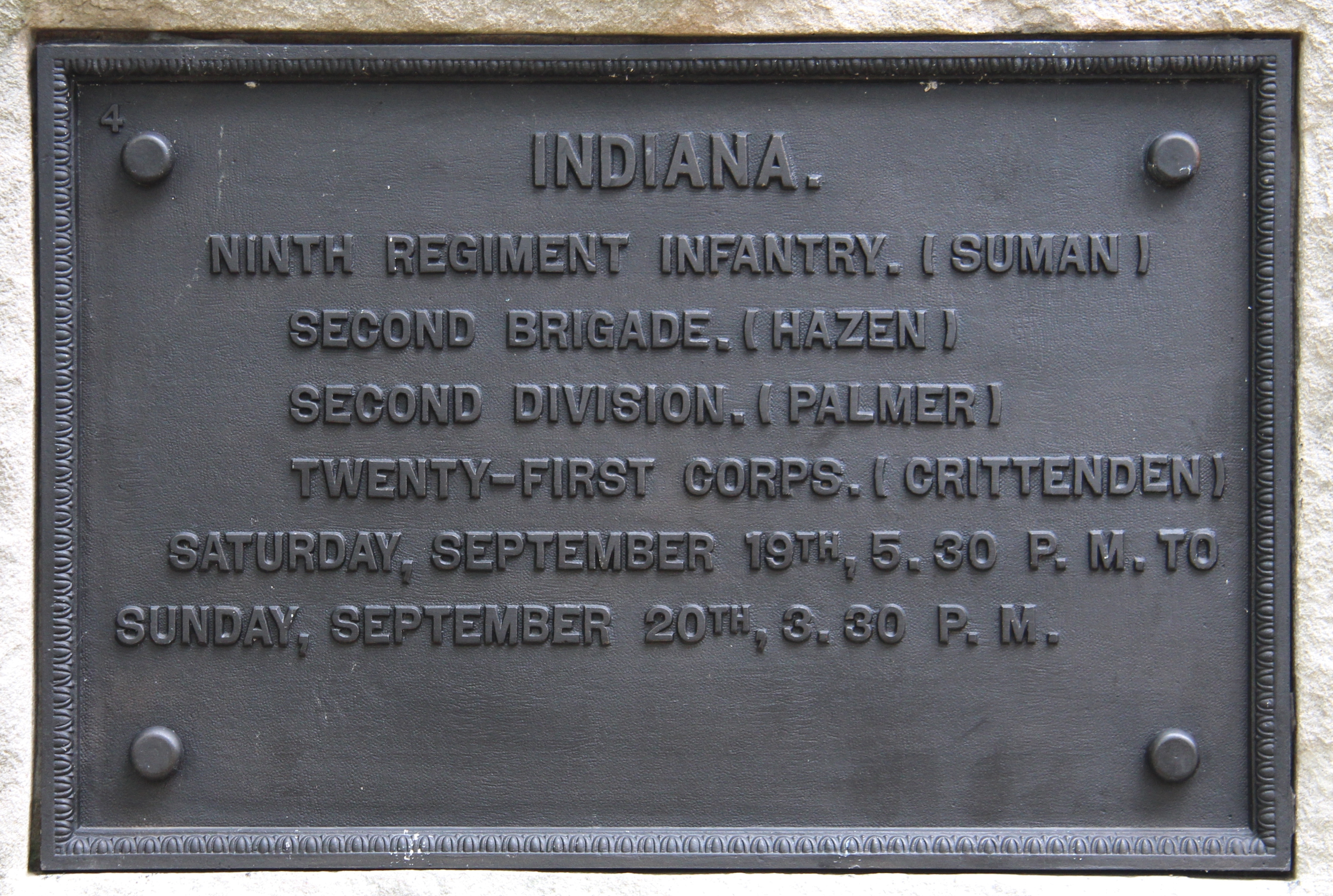9th Indiana Infantry Marker