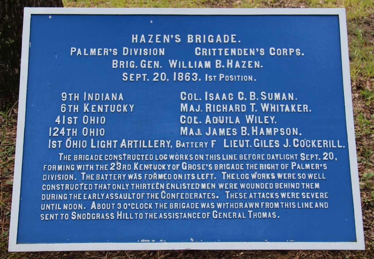 Hazen's Brigade Marker. Click for full size. Hazen's Brigade Marker image. Click for full size.