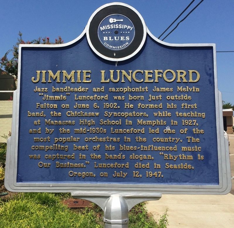 Jimmie Lunceford Marker (Front) image. Click for full size.
