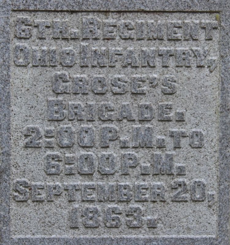 6th Ohio Infantry Marker. Click for full size. 6th Ohio Infantry Marker image. Click for full size.