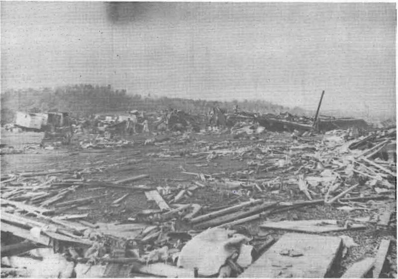Remains of the Guin Mobile Home plant after an F5 tornado in 1974. image. Click for more information.