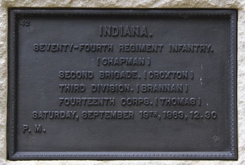 74th Indiana Infantry Marker. Click for full size. 74th Indiana Infantry Marker image. Click for full size.
