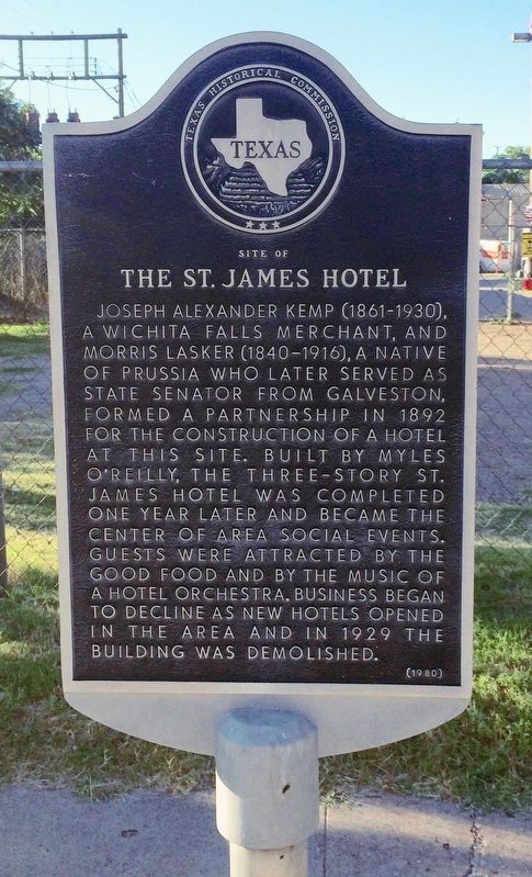 Site of St. James Hotel Marker image. Click for full size.