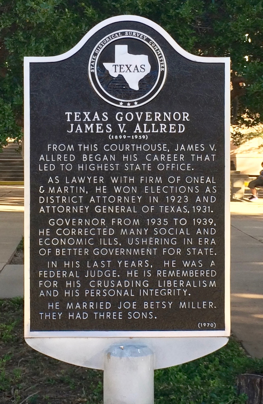 Texas Governor James V. Allred Marker