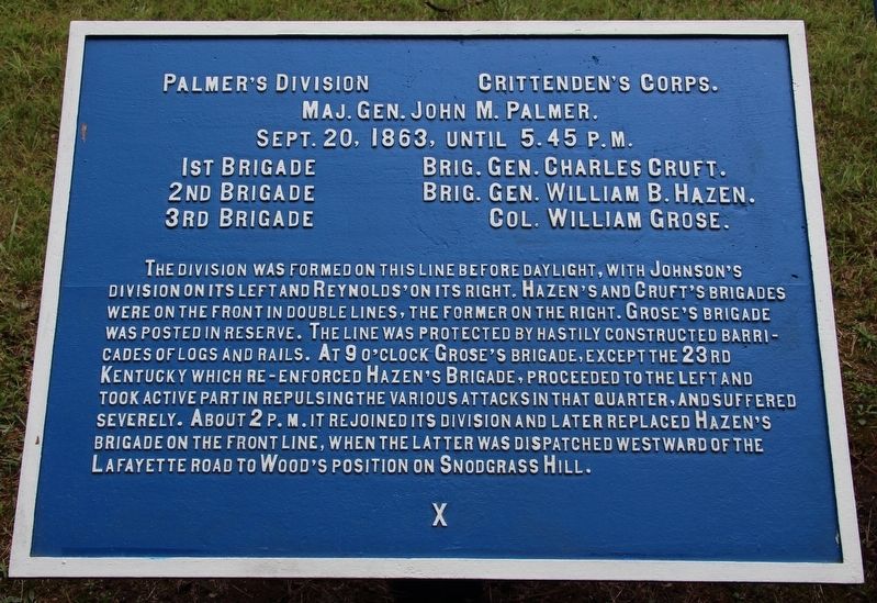 Palmer's Division Marker. Click for full size. Palmer's Division Marker image. Click for full size.