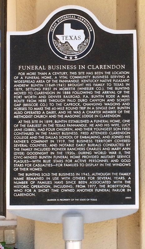 Funeral Business in Clarendon Marker image. Click for full size.