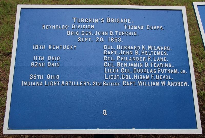 Turchin's Brigade. Marker. Click for full size. Turchin's Brigade. Marker image. Click for full size.