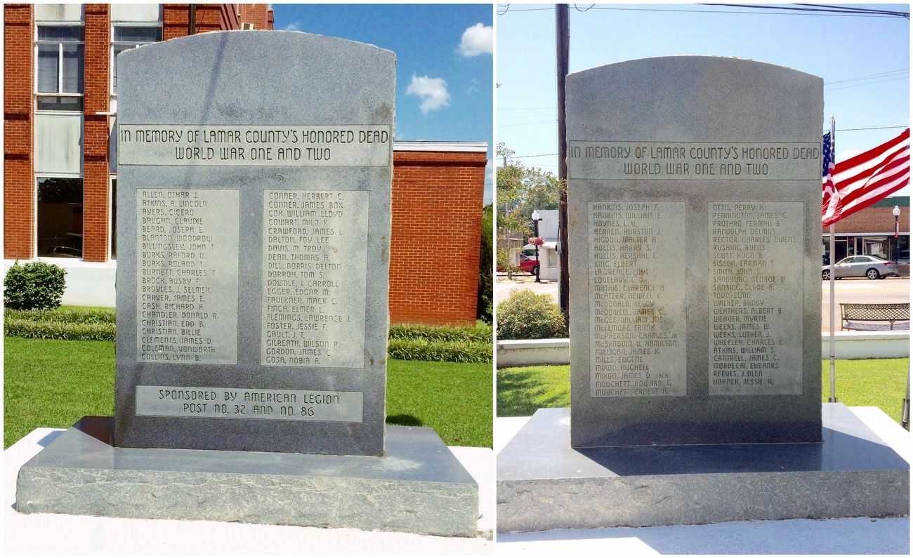 Lamar County WWI & WWII Memorial Marker image. Click for full size.