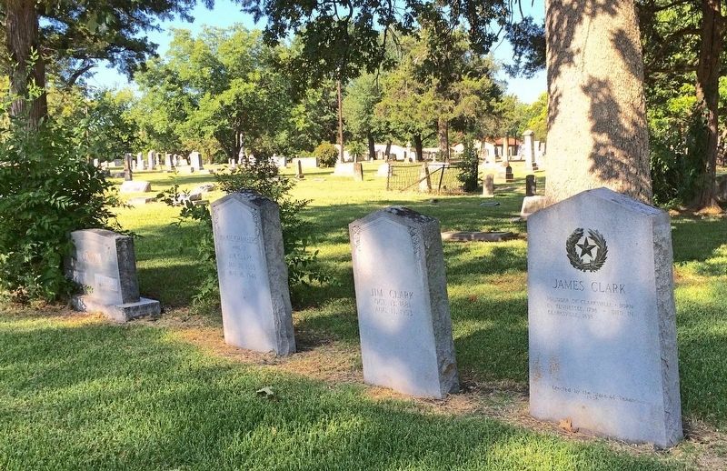 James Clark Monument (on right) along with other Clark family graves. image. Click for full size.