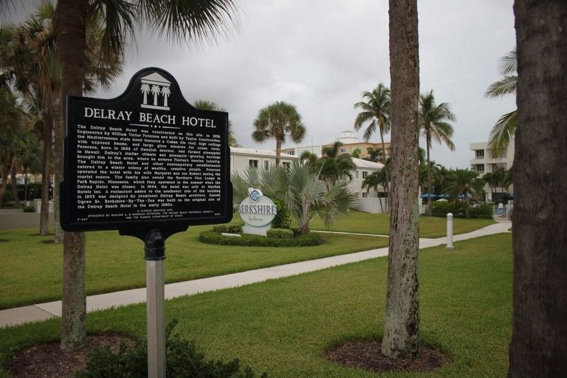 Delray Beach Hotel Marker with Berkshire-By-the-Sea in background image. Click for full size.