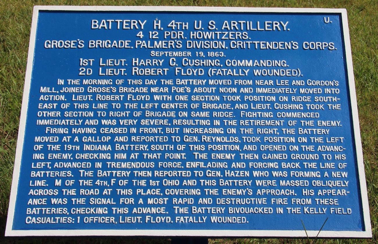 Battery H, 4th U. S. Artillery Marker image. Click for full size.