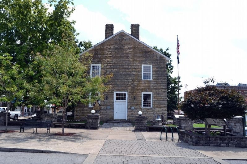 Markers in Front of Historic Greensburg Courthouse. Click for full size. Markers in Front of Historic Greensburg Courthouse image. Click for full size.