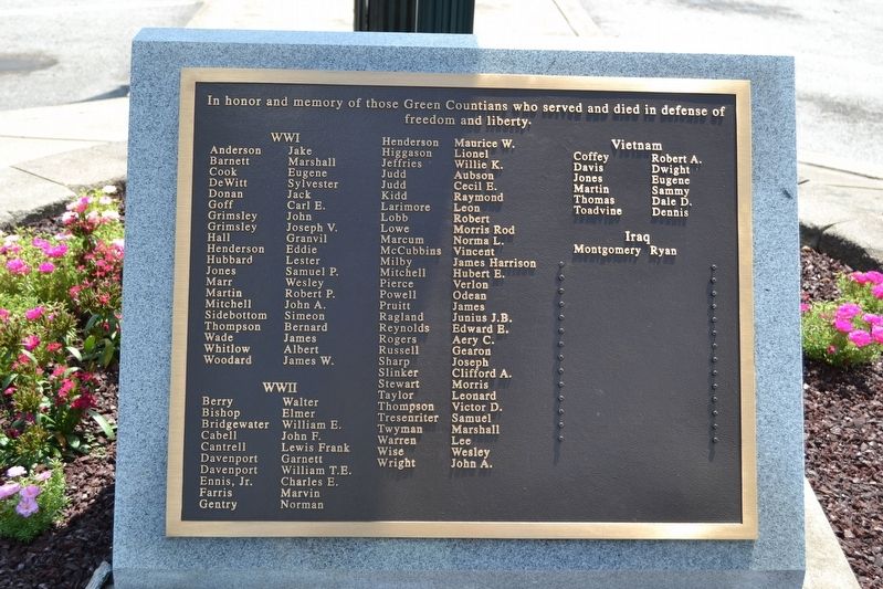 Green Countians Memorial Marker. Click for full size. Green Countians Memorial Marker image. Click for full size.