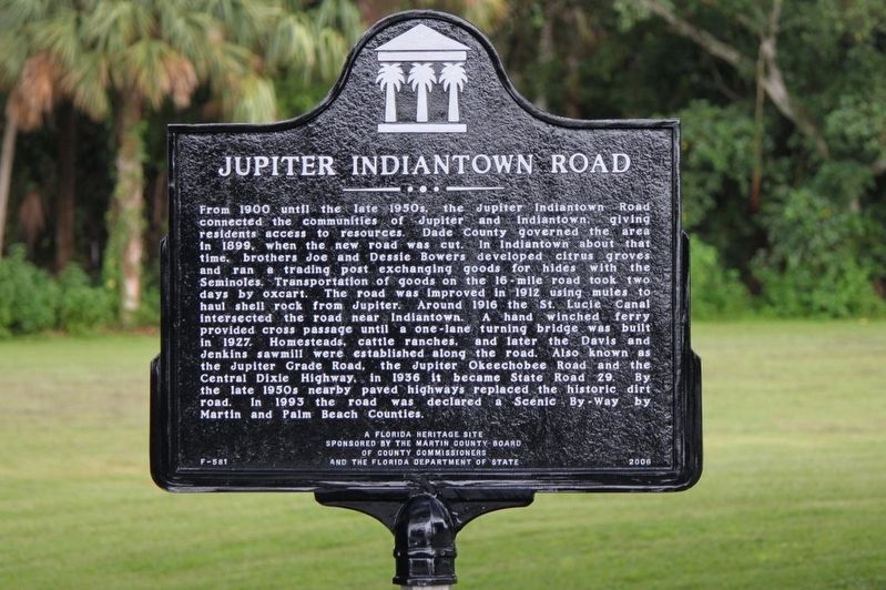 Jupiter Indiantown Road Marker image. Click for full size.