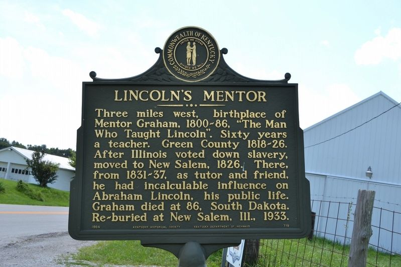 Lincoln's Mentor Marker. Click for full size. Lincoln's Mentor Marker image. Click for full size.