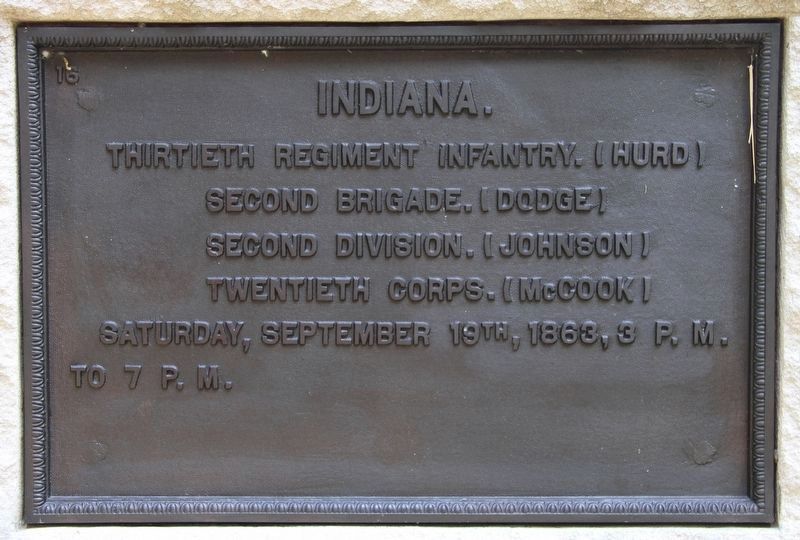 30th Indiana Infantry Marker. Click for full size. 30th Indiana Infantry Marker image. Click for full size.