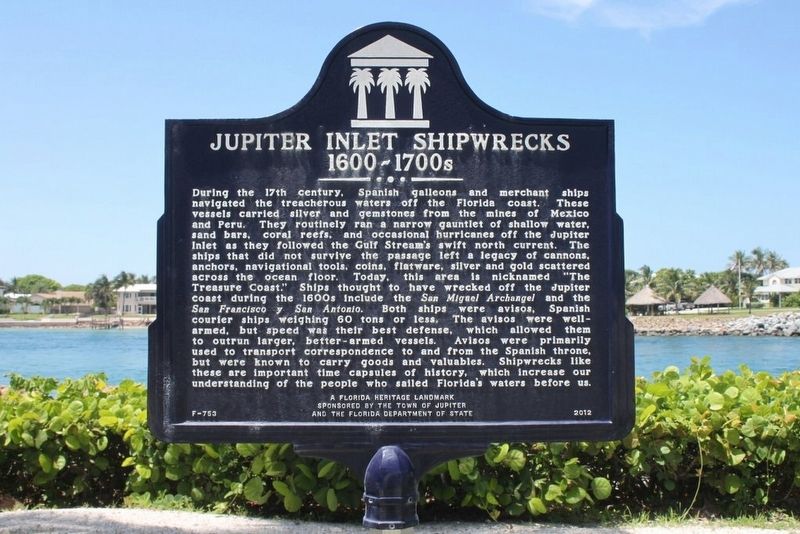 Jupiter Inlet Shipwrecks 1600-1700s Marker image. Click for full size.