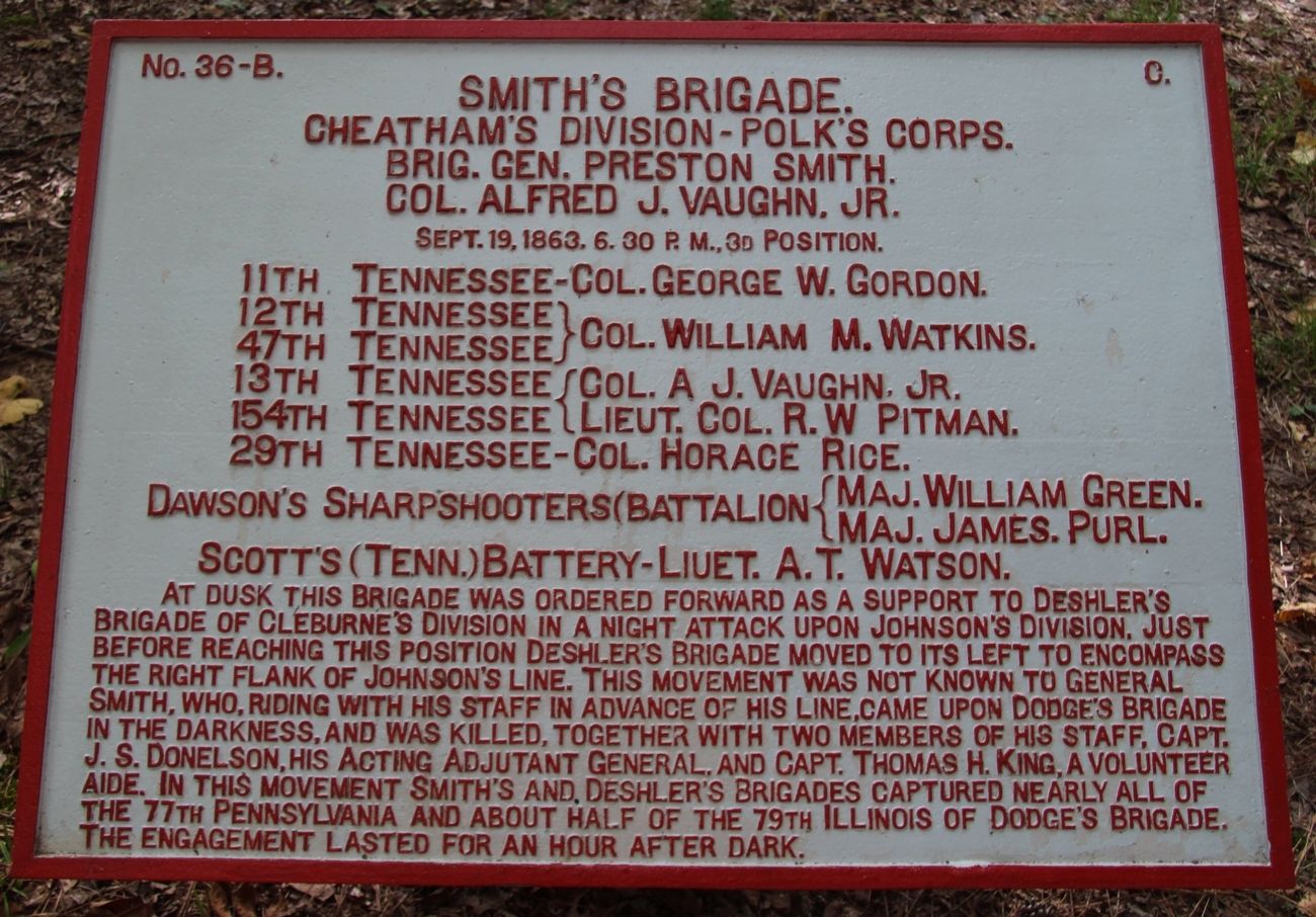 Smith's Brigade Marker. Click for full size. Smith's Brigade Marker image. Click for full size.