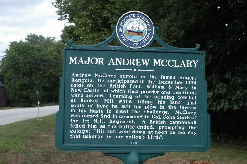 Major Andrew McClary Marker image. Click for full size.